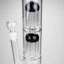 16" Color accented double percolator glass bong Glass Bong Bongzie Smokes