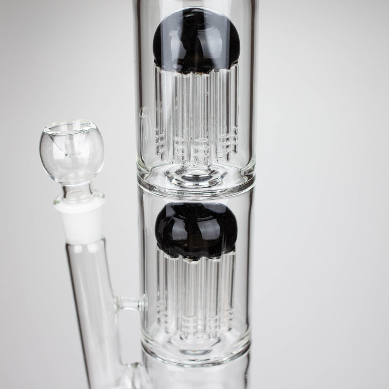 O 16" Color accented double percolator glass bong