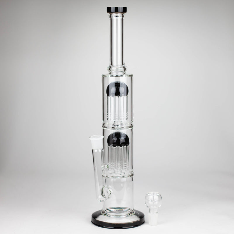 O 16" Color accented double percolator glass bong