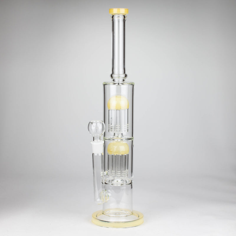 O 16" Color accented double percolator glass bong