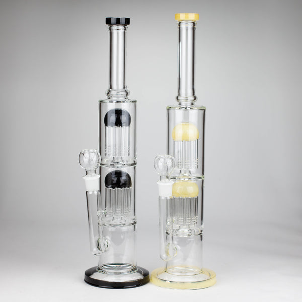 O 16" Color accented double percolator glass bong