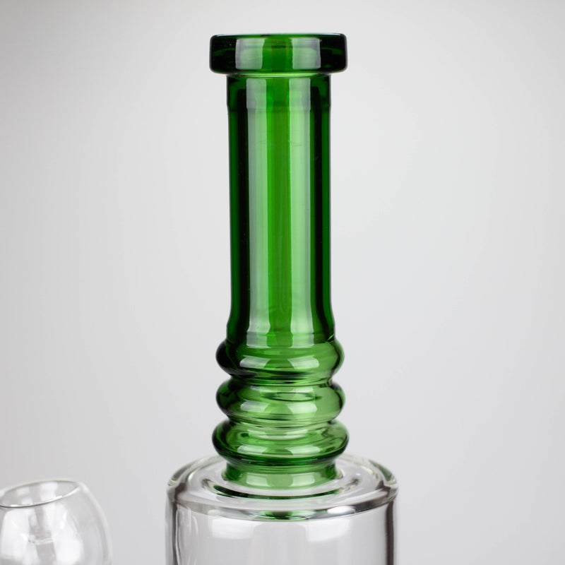 O 14" Color accented percolator glass bong with ball & Arm diffuser