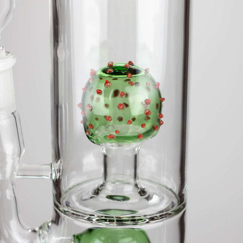 O 14" Color accented percolator glass bong with ball & Arm diffuser