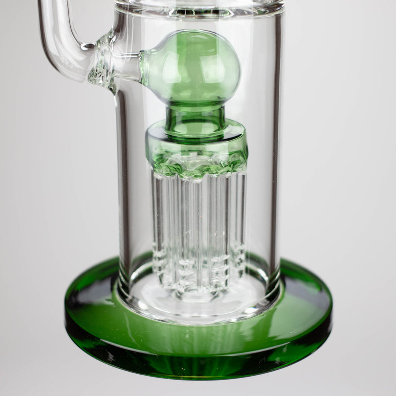 O 14" Color accented percolator glass bong with ball & Arm diffuser