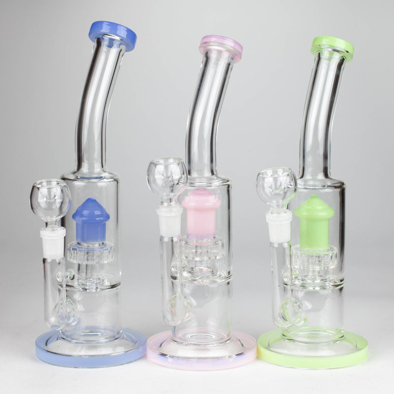 O 12" color accented bent neck glass bong