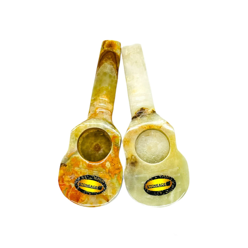 O StoneAge | 4" Handmade Jumbo Tobacco Smoking Pipes - Model: Guitar, Includes Display Box - Pack of 6