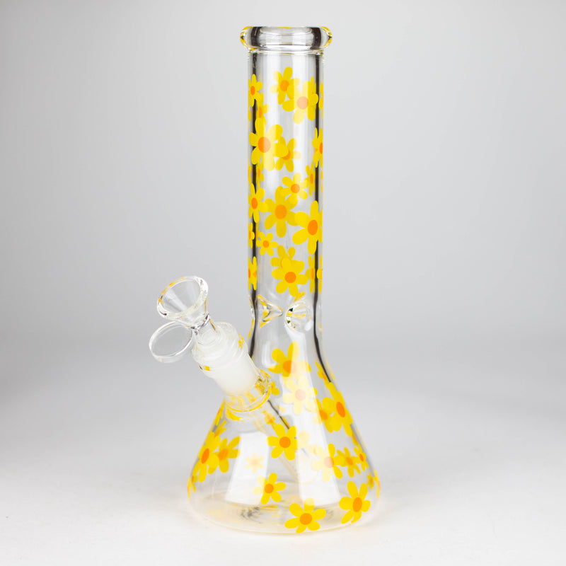 O 10" Flower Design Glass Bong