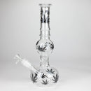 11" Round Shape Glass Bong With Leaf Design Glass Bong 777 Smoke
