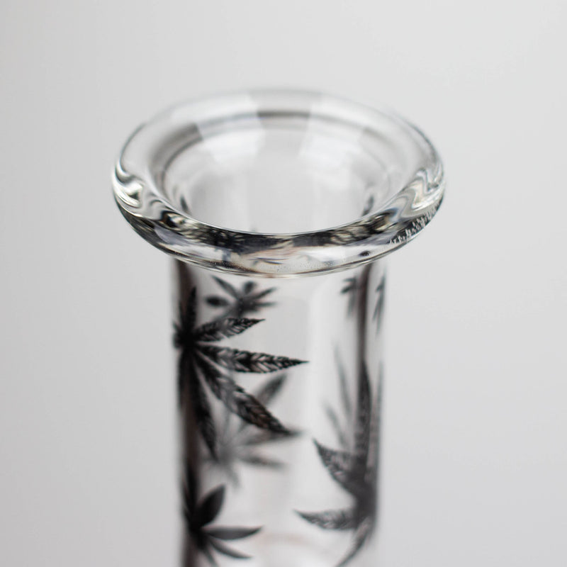 O 11" Rourd Shape Glass Bong With Leaf Design