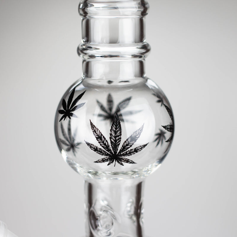 O 11" Rourd Shape Glass Bong With Leaf Design