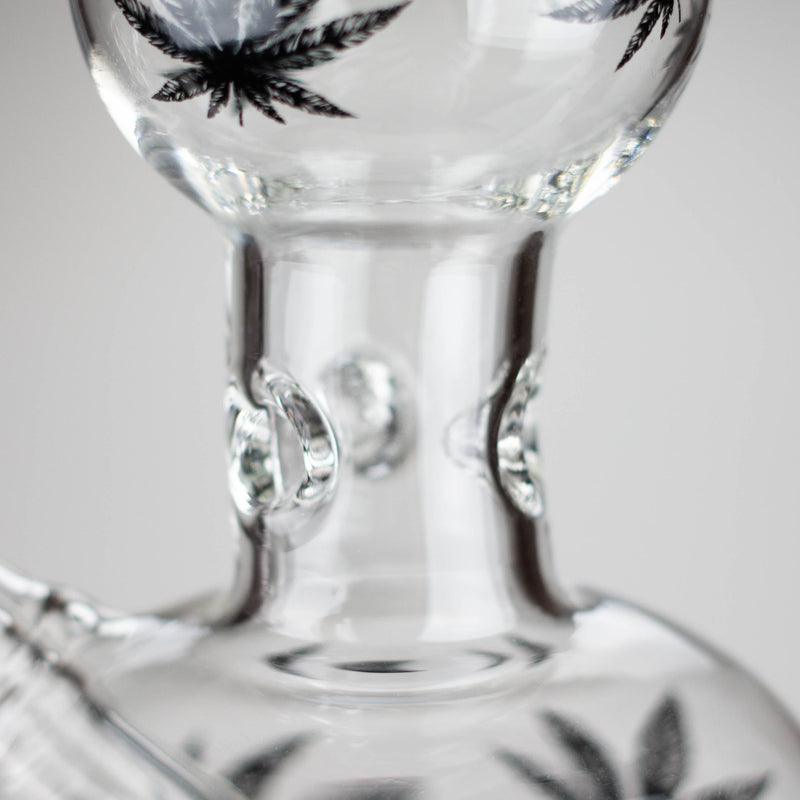 O 11" Rourd Shape Glass Bong With Leaf Design