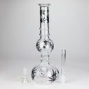 11" Round Shape Glass Bong With Leaf Design Glass Bong 777 Smoke