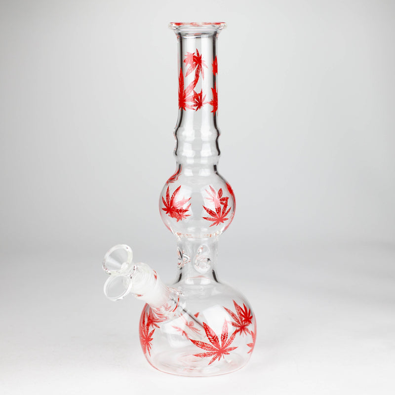 O 11" Rourd Shape Glass Bong With Leaf Design