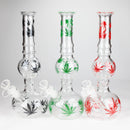 11" Round Shape Glass Bong With Leaf Design Glass Bong 777 Smoke