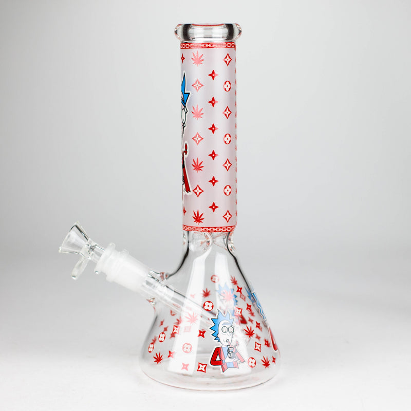 O 10" Glow in the dark Glass Bong With RM Design