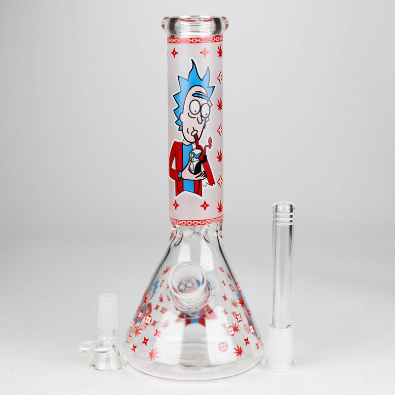 O 10" Glow in the dark Glass Bong With RM Design