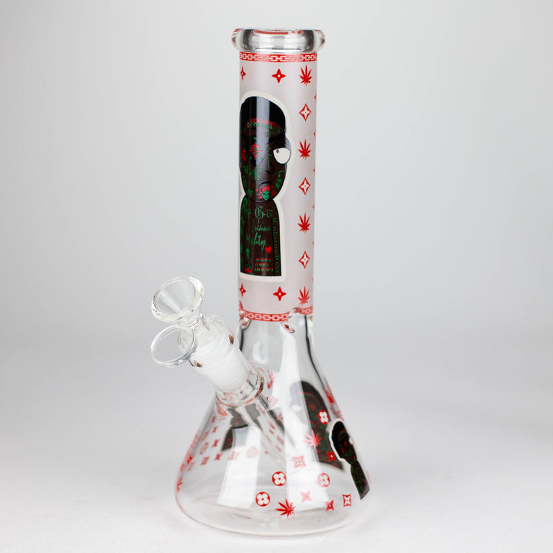 O 10" Glow in the dark Glass Bong With RM Design