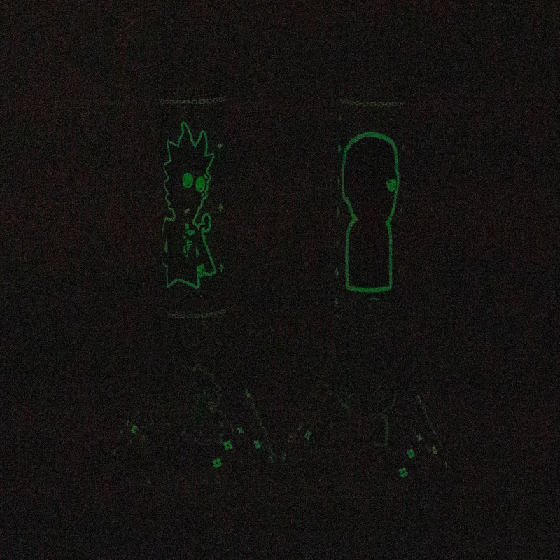 O 10" Glow in the dark Glass Bong With RM Design