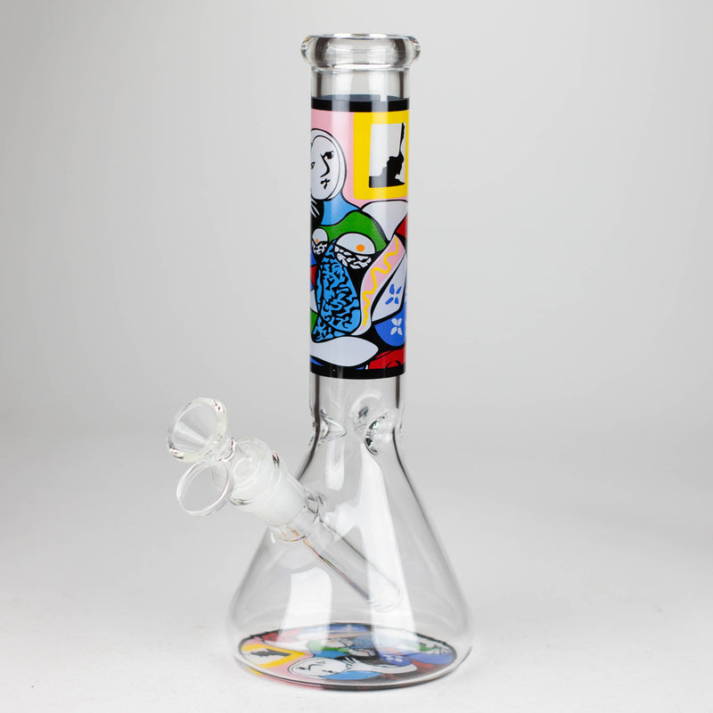 O 10" Glass Bong With Abstract Art Design