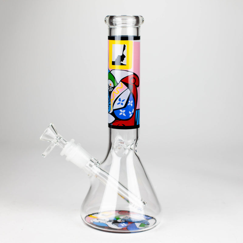 O 10" Glass Bong With Abstract Art Design