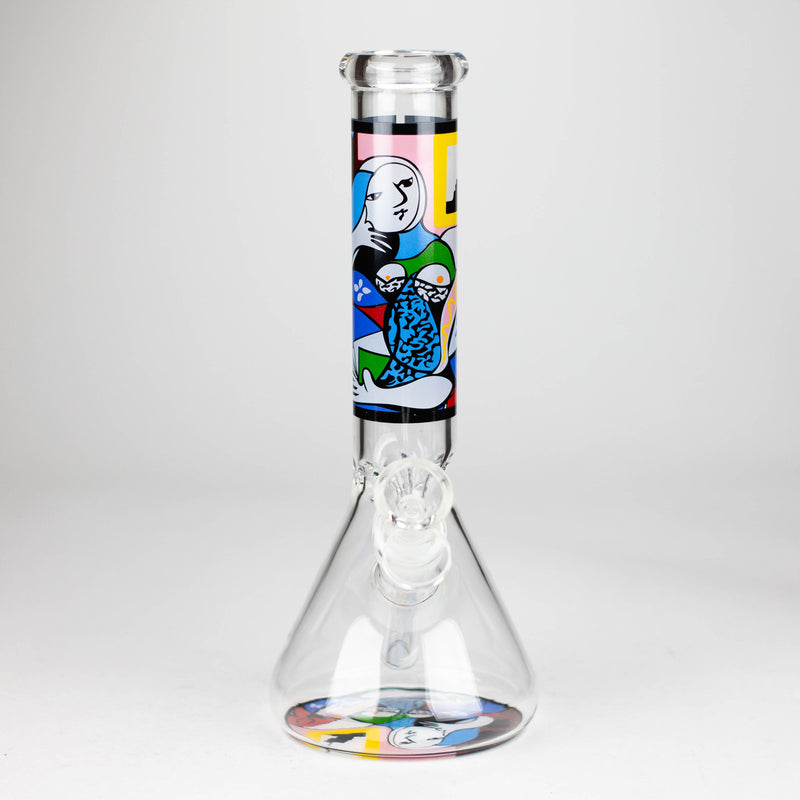 O 10" Glass Bong With Abstract Art Design