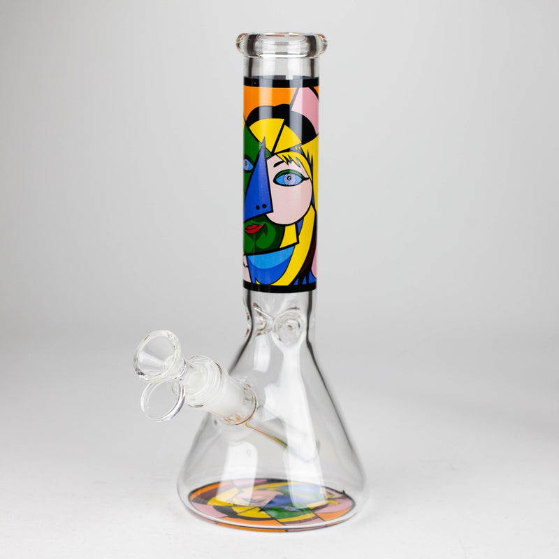 O 10" Glass Bong With Abstract Art Design