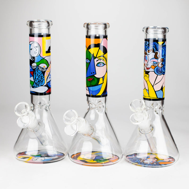 O 10" Glass Bong With Abstract Art Design