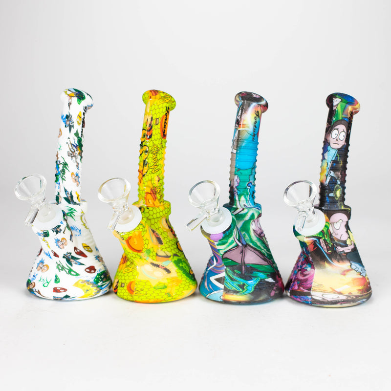 O Fortune | 6.5" Angled Hydrographic Silicone Waterpipe-Assorted [SP1018P]