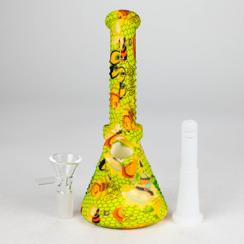 O Fortune | 6.5" Angled Hydrographic Silicone Waterpipe-Assorted [SP1018P]