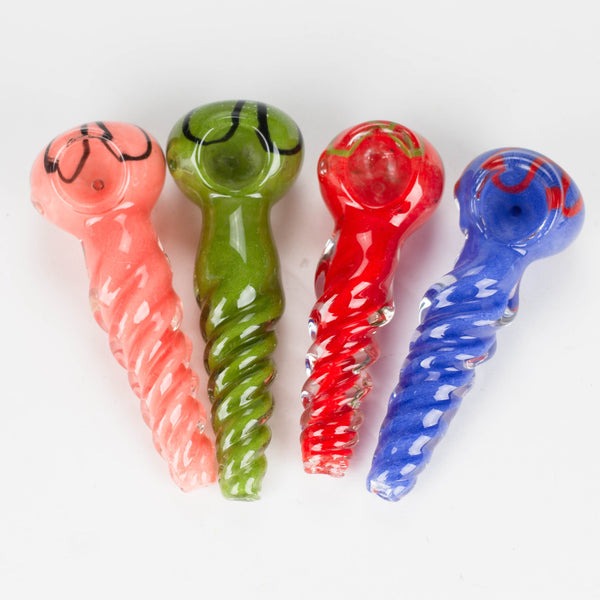 O 4" Twist glass hand pipe pack of 2