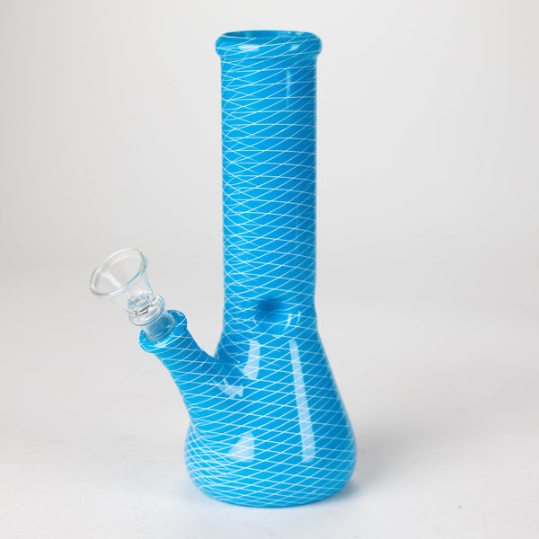 O 8" web designed assorted color beaker glass bong