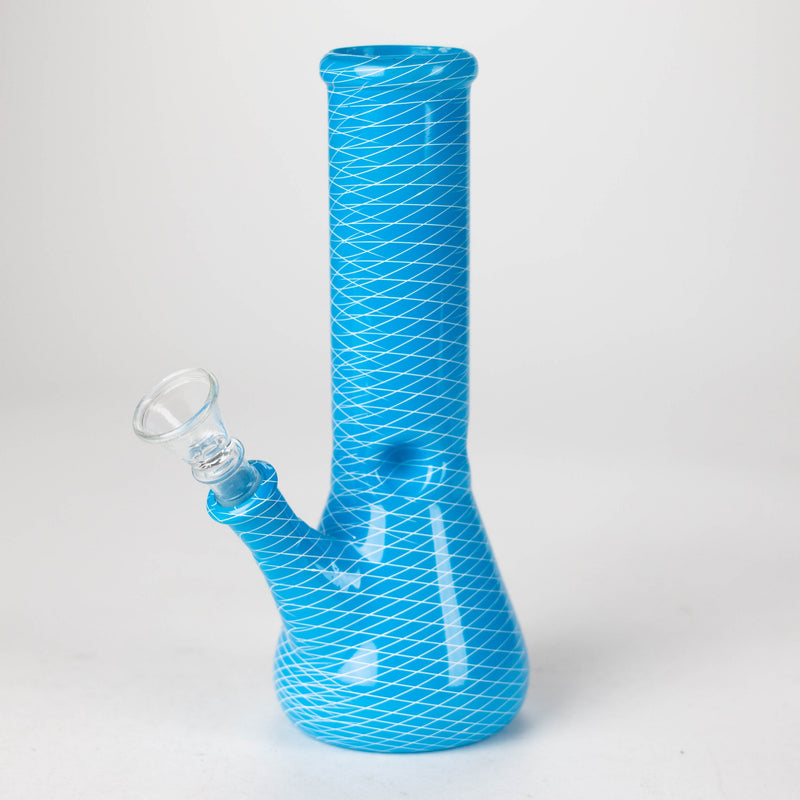 O 8" web designed assorted color beaker glass bong