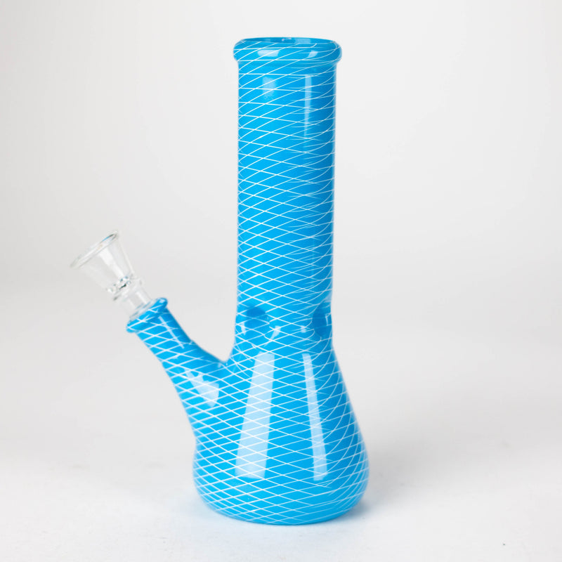 O 8" web designed assorted color beaker glass bong