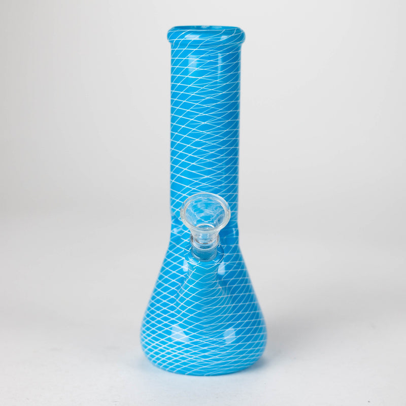 O 8" web designed assorted color beaker glass bong