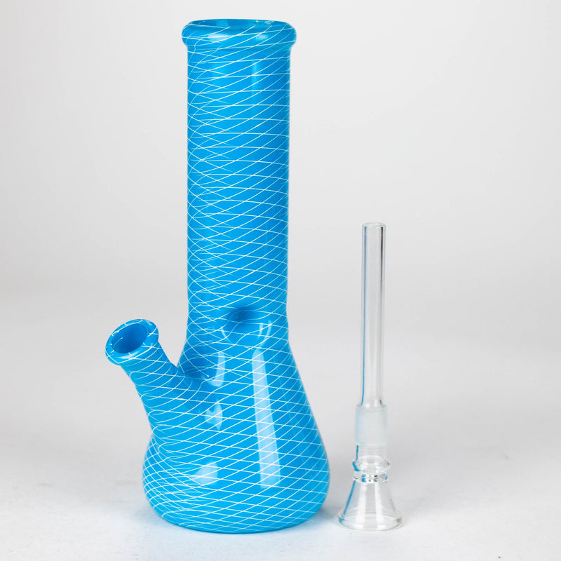 O 8" web designed assorted color beaker glass bong