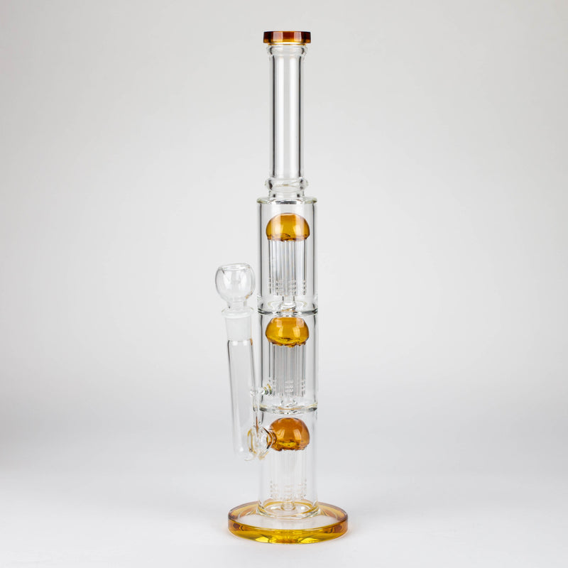 O 16" straight tube glass water bong with tree-arm percolator and diffuser