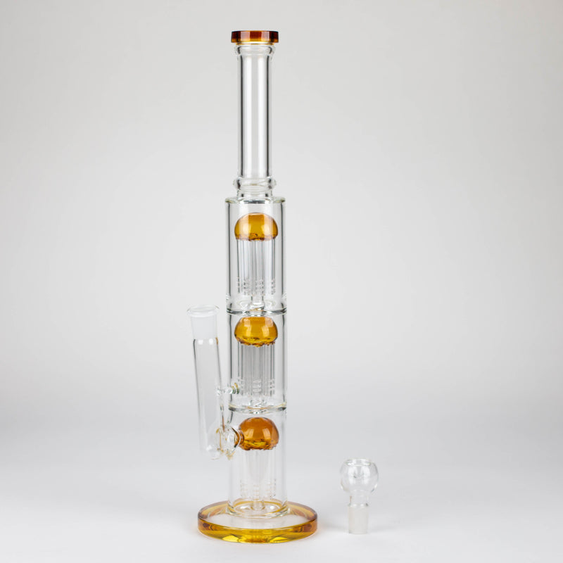 O 16" straight tube glass water bong with tree-arm percolator and diffuser