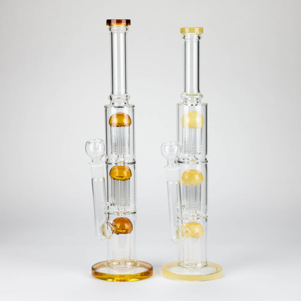 O 16" straight tube glass water bong with tree-arm percolator and diffuser