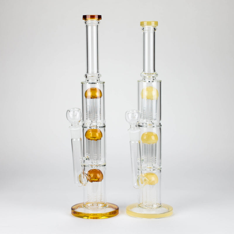 O 16" straight tube glass water bong with tree-arm percolator and diffuser