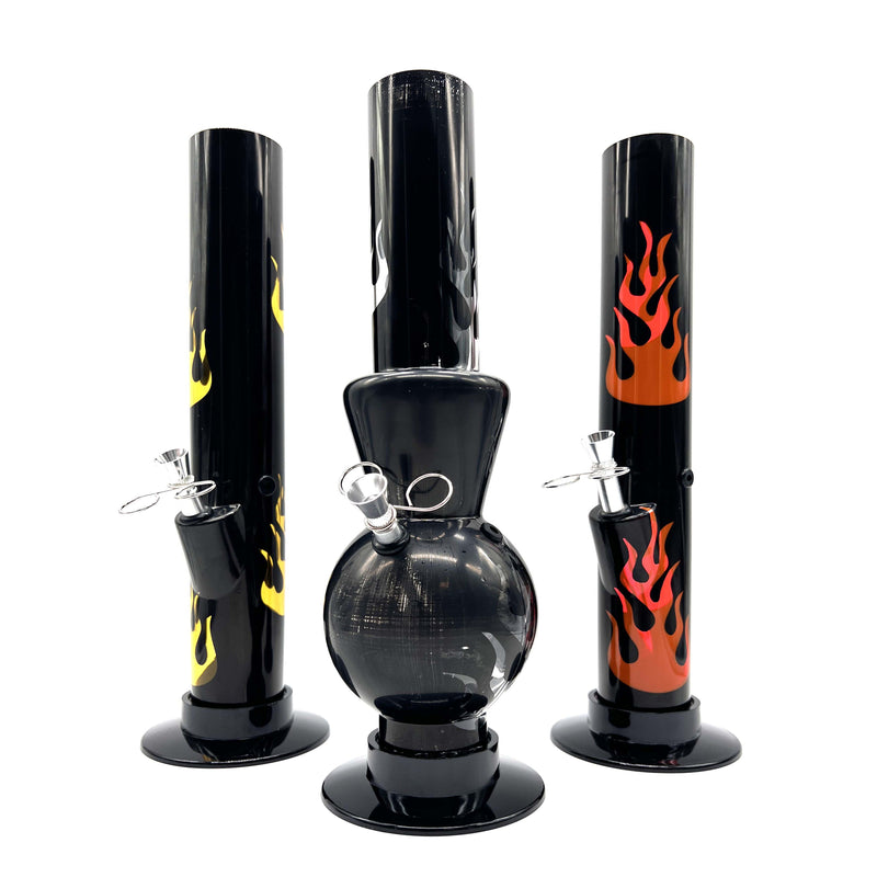 O 12" BLACK Acrylic Water Pipe Bong  , Assorted Pattern Color ( PIP280 )