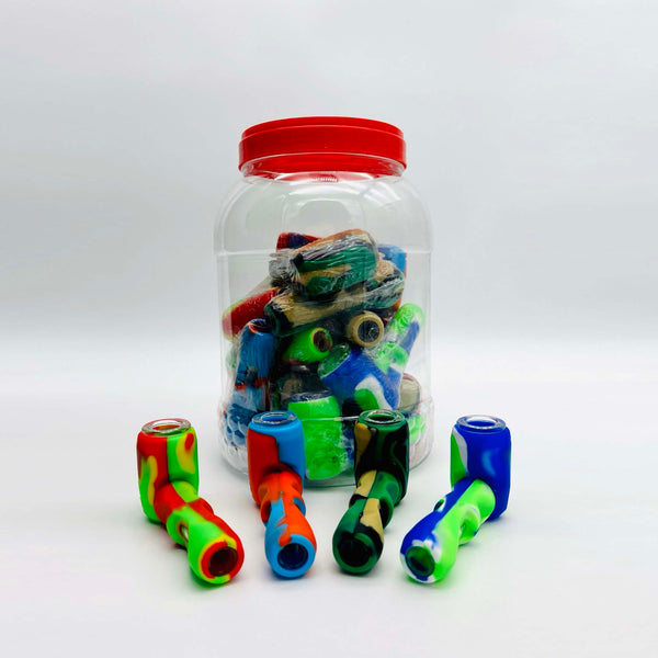 O Silicone Handpipe Assorted Colours Jar of 20 Pieces