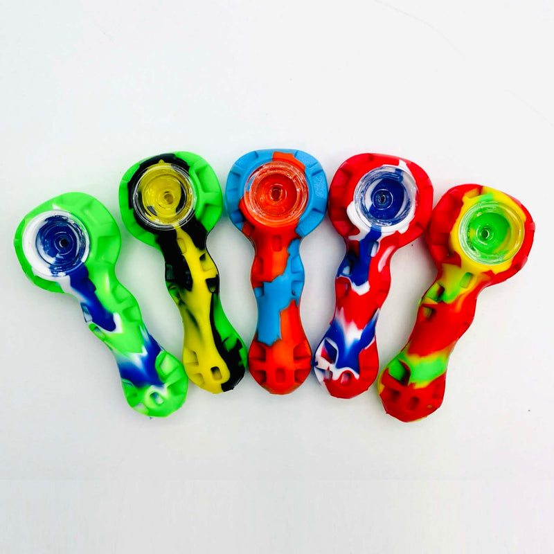 4″ Silicone Handpipe Jar – 24 Assorted Pieces with Glass Bowls & Dabbers [ES107HP] Silicone Pipe Canadian Distributor