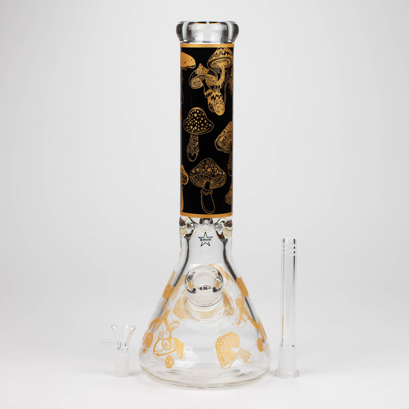 O 14" Mushroom 9mm glass water bong [GBT2303]