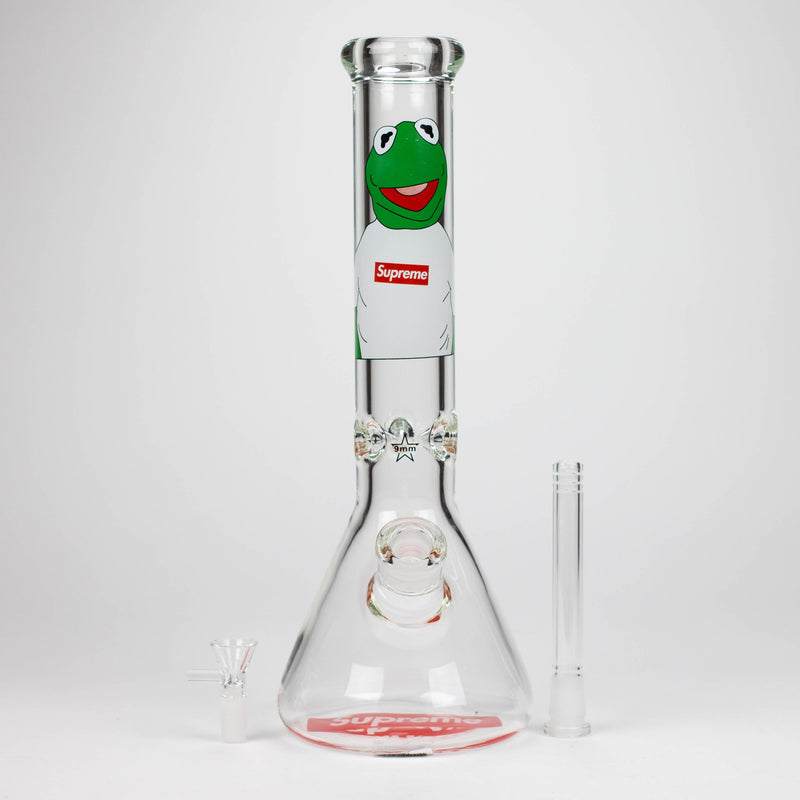 O 14" Brand 9mm glass water bong [NP2001]