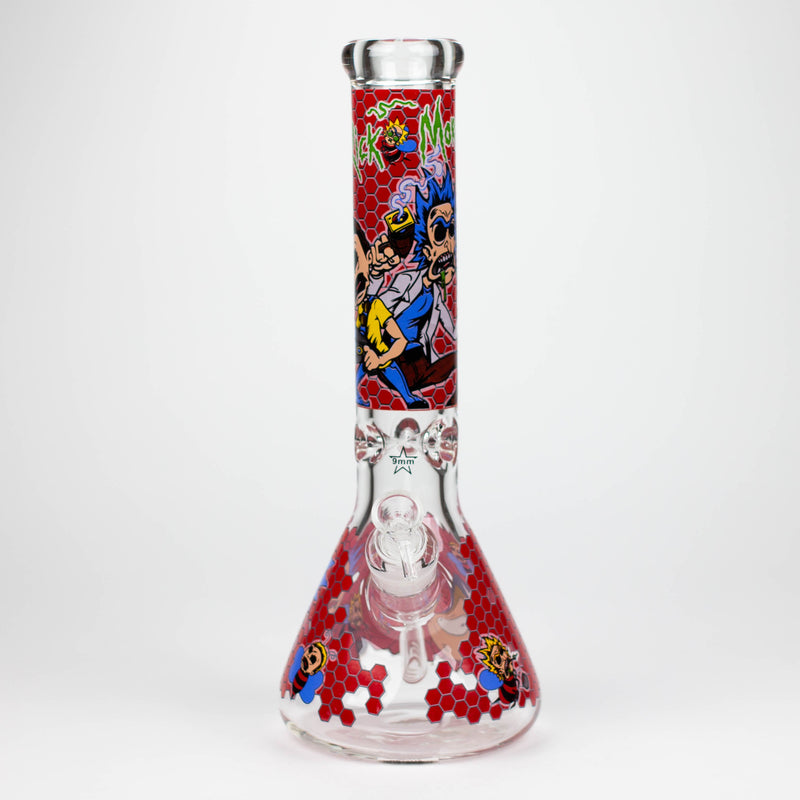 O 14" RM Cartoon 9mm glass water bong [GBT2118]