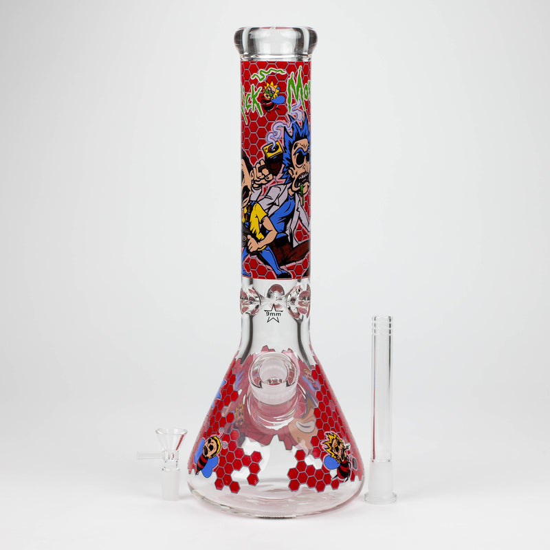 O 14" RM Cartoon 9mm glass water bong [GBT2118]