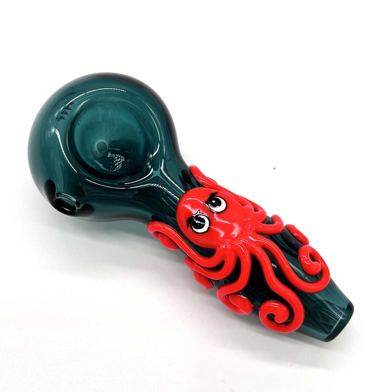 O Octopus Glow In The Dark Glass Smoking Spoon Hand Pipe