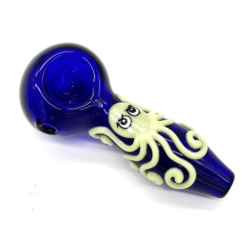 O Octopus Glow In The Dark Glass Smoking Spoon Hand Pipe