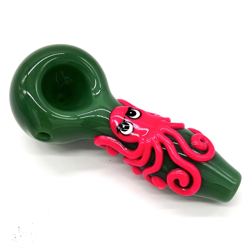 O Octopus Glow In The Dark Glass Smoking Spoon Hand Pipe