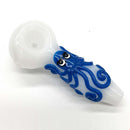 Octopus Glow In The Dark Glass Smoking Spoon Hand Pipe Glass Pipe NIBO Distribution WHITE